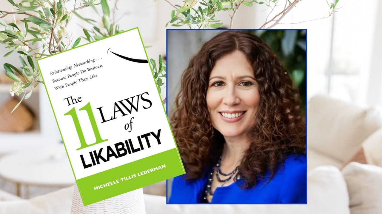 Author Michelle Tillis Lederman with her book Laws of Likability