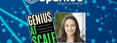 Author Emily Tedards with her book Genius at Scale
